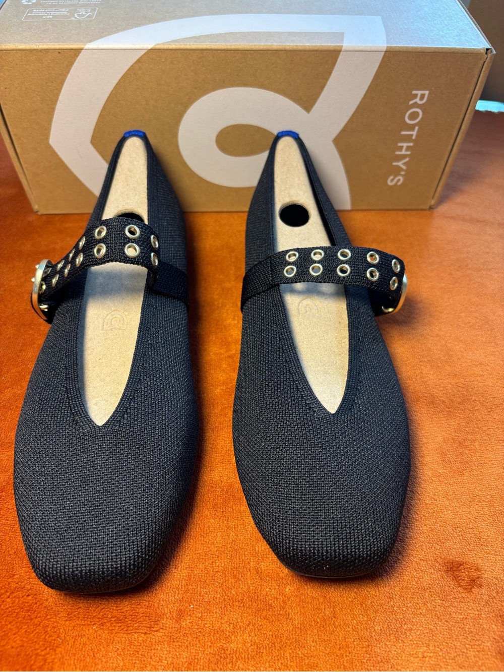 Rothy's Black Mary Jane Flats with Grommet Strap